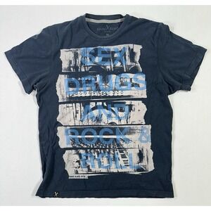 Marc Ecko Cut & Sew T-Shirt Medium Sex Drugs Rock & Roll Graphic Tee Black